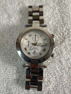 Klaus Kobec Couture Sports Chronograph Watch KKG1913 Silver Tone Stainless Steel